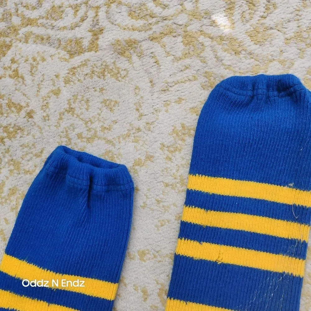 Vintage Blue &‎ Yellow Striped Knee-High Tube Socks Unisex 27